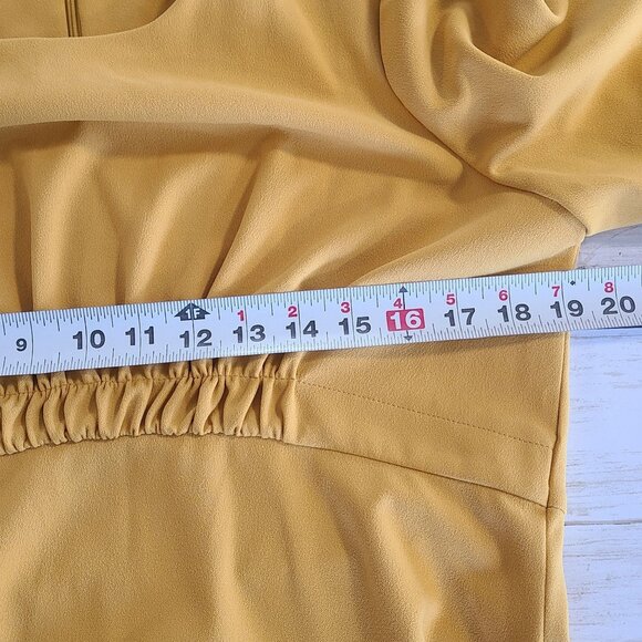Calvin Klein Yellow A-line Dress Cinched Empire Waist NEW 14 Career Quiet Luxury - Picture 6 of 9